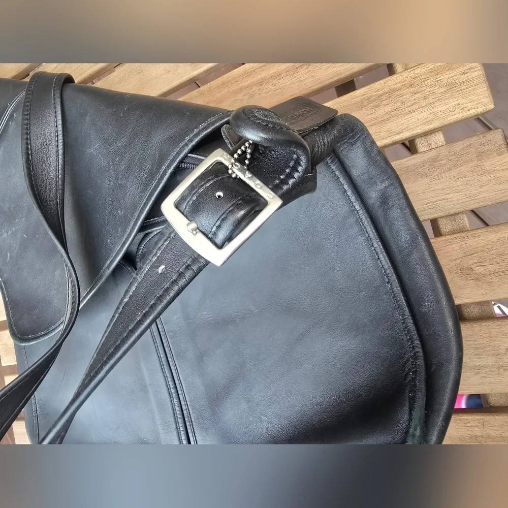 Coach Black Leather Messenger Bag